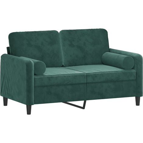 vidaXL Canapé 2 places avec oreillers vert foncé 120 cm velours (1/5)