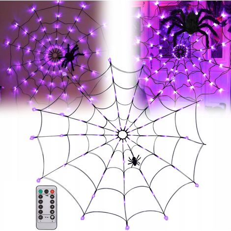 TG73019-2 Spinnennetz-Lichterkette mit 70 künstlichen LEDs, lila, für Halloween (1/5)