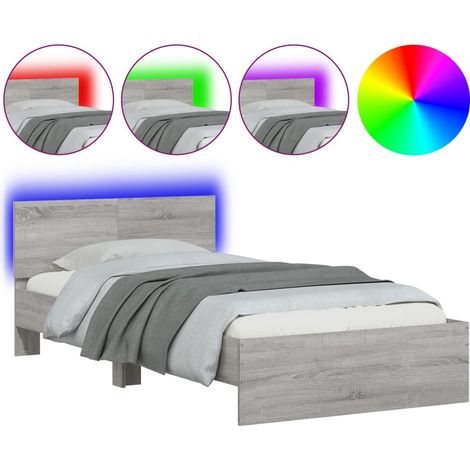 Maison Exclusive - Estructura de cama cabecero luces LED gris Son
