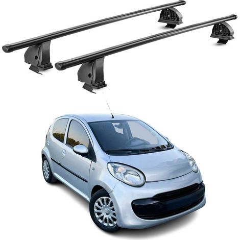 OMAC Stahl Dachträger Querträger Citroen C1 I 2005-2014 – TÜV / DIN 75302:2019 – Abschließbar – Max. 75 kg – 2 Stangen – Schwarz (1/5)