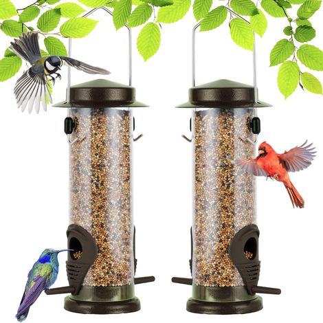 Vogelfutterhaus avec 2 Futteröffnungen et un 21, 5 cm langen, massiven, transparenten Rohr massiven, transparenten Rohr (1/5)