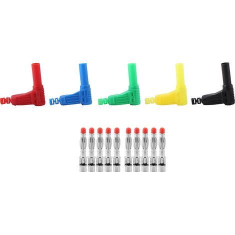 10 Stück P3014 4mm Bananenstecker mit Sicherheitsdichtung und Schutzkappe, rechtwinkliger Kabelverbinder (1/5)