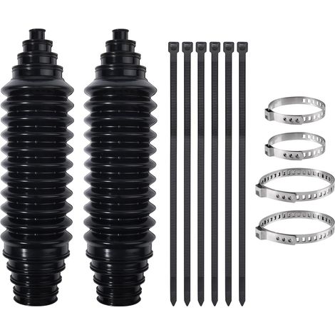 Kit de soufflets de biellette de direction intérieure, 2 pièces de soufflets de biellette de direction universels réglables avec attaches de câbles et colliers de serrage (1/5)