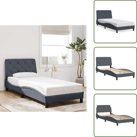 Cuscino testiera - vidaXL Giroletto senza Materasso Grigio Scuro 80x200 cm Velluto - Velluto