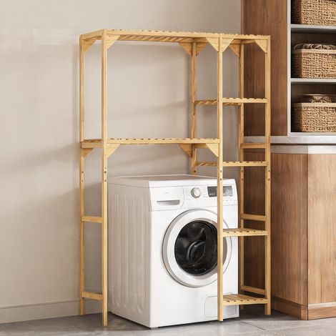 Étagère en bambou naturel avec 7 niveaux pour machine à laver (1/5)