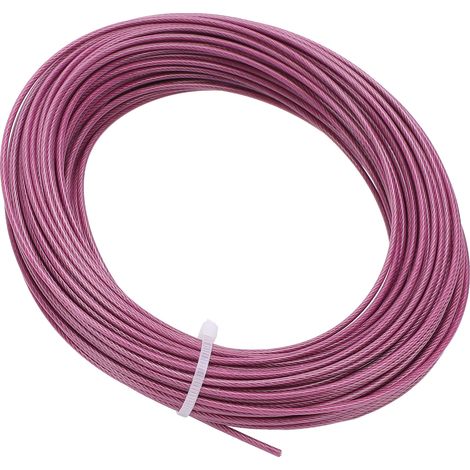 Kit tendeur à tourillon multivoie câble acier gainé violet 30m 2mm pour treillis plantes grimpantes vignes cloture jardin lumière extérieure (1/5)