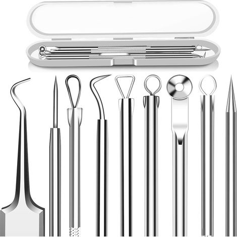 Extracteur De Points Noirs - Acier Inoxydable - Traitement Acné Et Imperfections - Kit 5 Pièces (1/5)