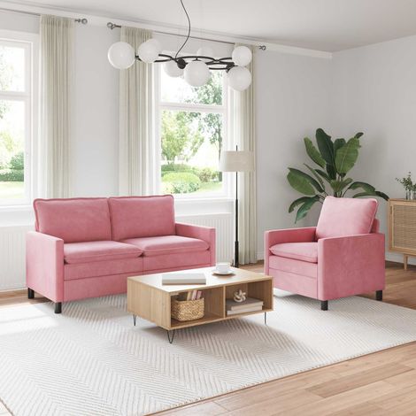 vidaXL Sofa Set 2 pcs Rosa Samt (1/5)