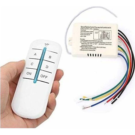 VURAHOME – Fernbedienungsschalter, 4-Wege-Funkdimmer und -schalter, digitaler Wandleuchten-Sender/Empfänger, Ein/Aus (1/5)