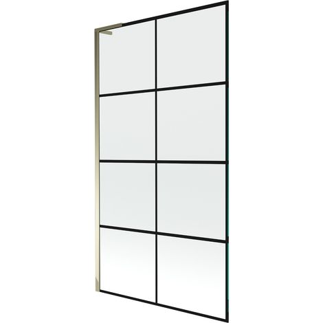 Mexen Next L Badewannenfaltwand 1-teilig 100 x 150 cm, schwarzes Muster, gold - 895-100-000-03-77-50 (1/5)