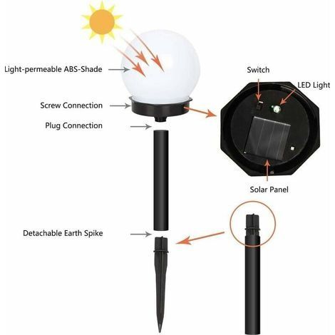 Solarbetriebene Gartenleuchten, wasserdichte 8er-Packung IP44-Kugelleuchten mit Erdspieß für Garten, Terrasse, Einfahrt, Hof und Balkon (1/4)