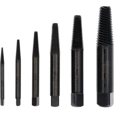 Ensemble d'extracteur de boulon, Acier au chrome vanadium, 54 HRC, dans une boîte en plastique transparente, 6 pièces, M3-M24 (1/2)