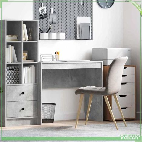 Bureau - ABI - Gris béton - 90 x 40 x 76 cm - Bois d'ingénierie - Design moderne (1/5)