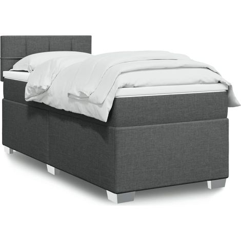 Boxspringbett mit Matratze Dunkelgrau 80x200 cm Stoff