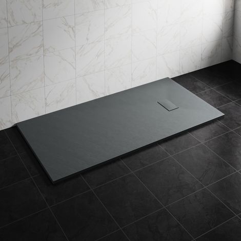 NRG 1800 x 900mm SMC Anthracite Rectangle Slate Effect Bathroom Shower Tray