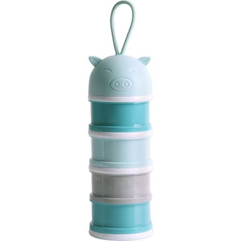 Distributeur de lait en poudre 4 étages portable, boîte de rangement hermétique pour nourriture bébé, format voyage pratique et étanche (1/5)