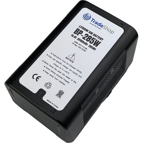 Trade-Shop Li-Ion Akku V-Mount 14,4V 20100mAh 285Wh mit Twist D-Tap USB Ausgang für viele Sony Camcorder wie DSR-250P HDW-800P ersetzt BP-285W (1/4)