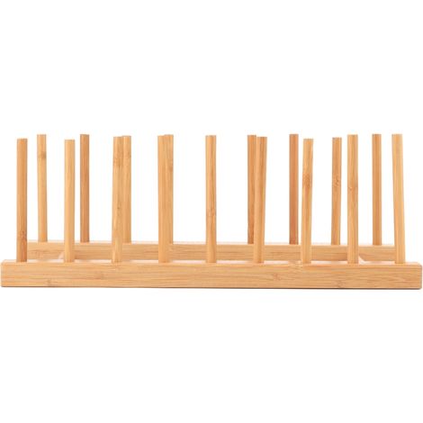 Escurridor de platos de bambú, soporte para platos, organizador de cocina para tazas, tapas de ollas y tablas de cortar.
