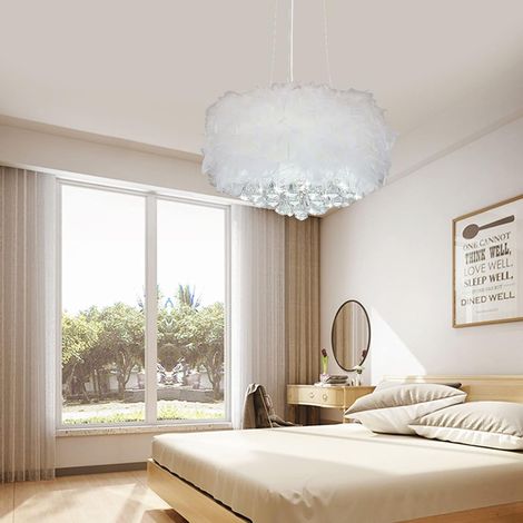 Feather Pendant Light Shade for Ceilings Fluffy Lamp Droplight Lampshade with E27 Bulb Modern Feather Ceiling Light for Living Room Bedroom Porch Bar Restaurant Hotel (1/5)