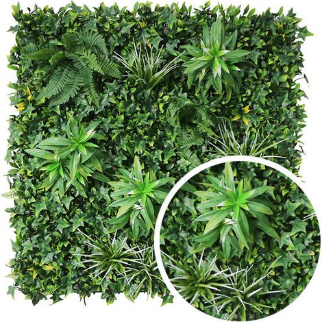 Mur végétal artificiel feuillage exotic 1m x 1m, Long 7 m
