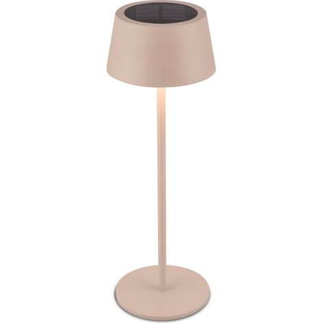 Lampe de table sans fil LED IP44 avec touch, CCT, dimmable, solaire, lampe de chevet sans fil, lampe de bureau, salon, 11,5x32 cm, beige (1/5)