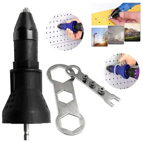 Pince à riveter électrique pour perceuse sans fil électrique riveteuse riveteuse adaptateur pistolet à riveter sans fil kit d'outils de rivetage adaptateur de perceuse accessoire (1/5)