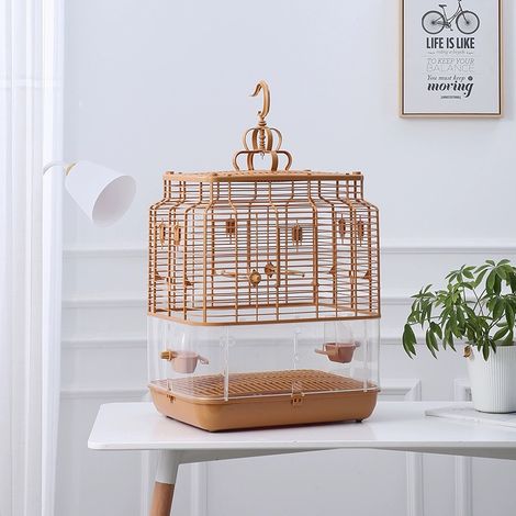 Cage à oiseaux anti-éclaboussures – Élégante cage suspendue pour perroquet avec base transparente et accessoires (1/2)