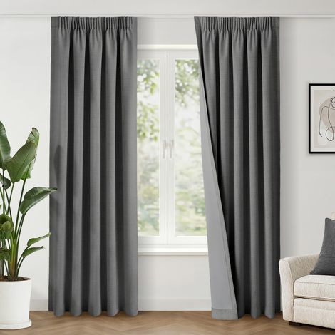 Rideau Occultant Thermique 140 x 245 cm Lot de 2, Gris Foncé (1/5)
