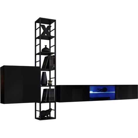 Ensemble meubles de salon style industriel SWITCH M6. Coloris noir.
