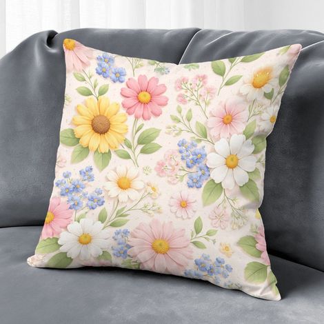 Housse de coussin floral coloré, décoration salon élégant,40×40cm (1/5)