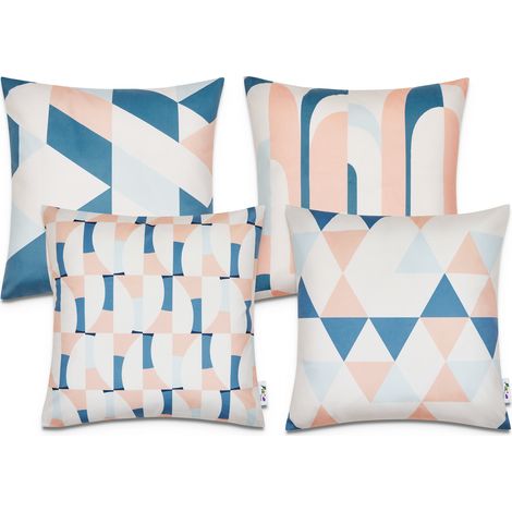 Paco Home Kissenbezüge Deko Wohnzimmer Geometrisch Muster Kissenbezug Sofa Zierkissenbezug 4pcs-Set, Mehrfarbig 1