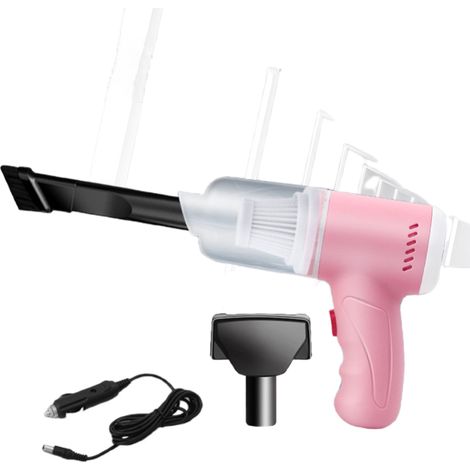 Aspirateur de voiture haute puissance, chargement sans fil, mini, portable, pour la maison et la voiture (rose mignon, filaire, modèle voiture) (1/5)