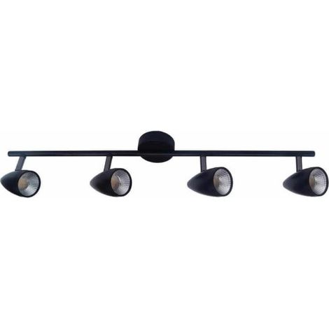 Applique sur barre noire 4 spots LED 3000K Cortino
