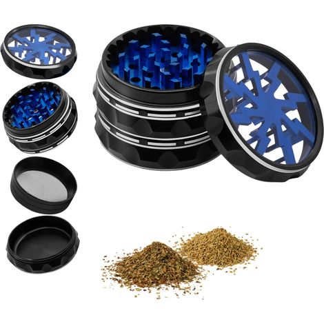 6,3 cm Gewürzmühle aus Aluminiumlegierung, tragbare Kräutermühle für die Küche – Schwarz/Blau (1/5)