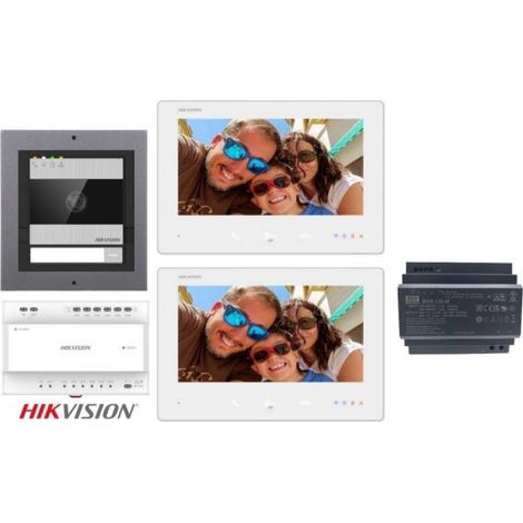 KIT Videocitofono Hik Vision monofamiliare Smart 2 Fili con 2 Monitor 7 pollici Wifi Bianco