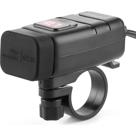 Chargeur Voiture USB QC3.0 Double Port Rapid 36W, Affichage Numérique LED Voltmètre, Tête Carrée Étanche avec Interrupteur, Prise Allume-Cigare Rouge (1/5)