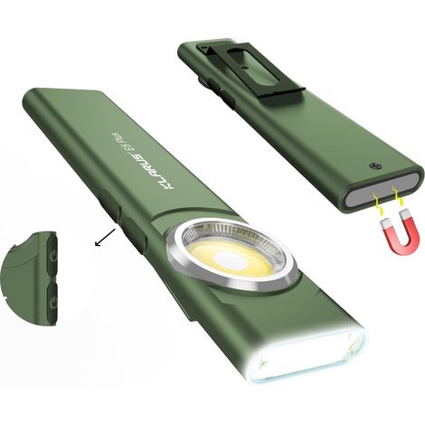 E5 Plus Lampe de poche EDC ultra-fine, double interrupteur, triple éclairage, 650 lumens, rechargeable par USB-C, ultra-portable, avec base magnétique et clip de poche