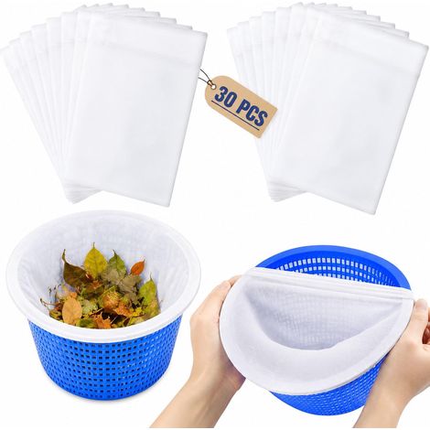 Chaussette Skimmer Piscine 30 Pièce,Chaussettes Skimmer Piscine avec Maillage Ultra-Fin,Réutilisable Chaussette Filtre Piscine,Nylon Élastique pour Attraper Les Feuilles Cheveux (1/5)