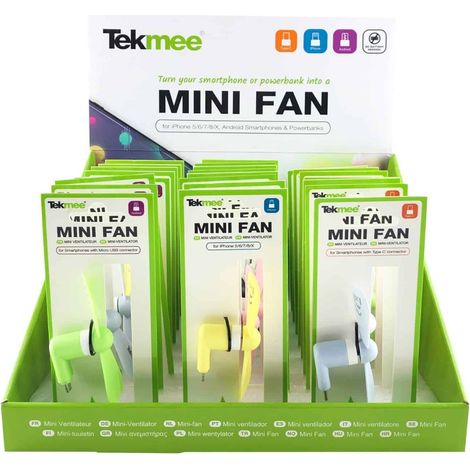 1 VENTILATORE MINI X SMARTPHONE MICRO-USB/LIGHTNING/TYPE-C COLORE ASSORTITO TEKMEE