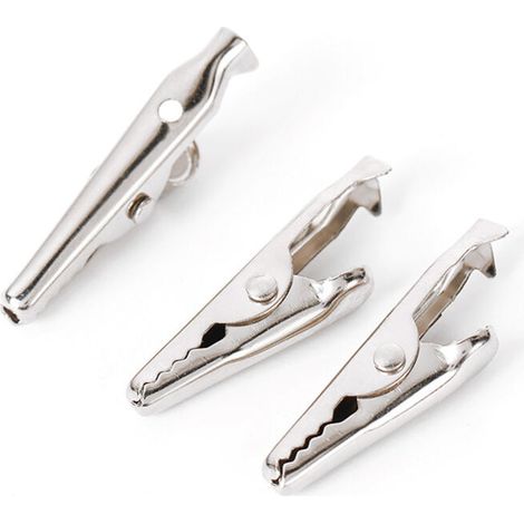 Lntyq 20 pinces crocodiles en métal Fer, nickelé d'une longueur de 31.2 mm Ouverture de la mâchoire pour prise ferme Pinces alligator pour l'artisanat, clip crocodile isolé métallique (1/5)