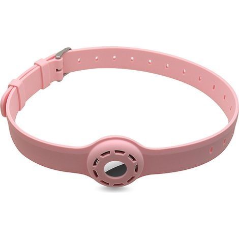 Collier pour chien AirTag pour Apple AirTag Bandes anti-perte réglables pour la peau pour petits et moyens animaux de compagnie - Rose (1/5)