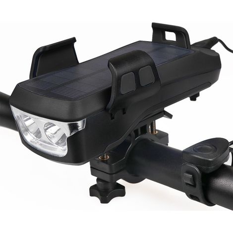 Four in one bicycle lights, cycling lights, horn lights, mobile phone stand with power bank, bicycle, mountain bike headlights,black
