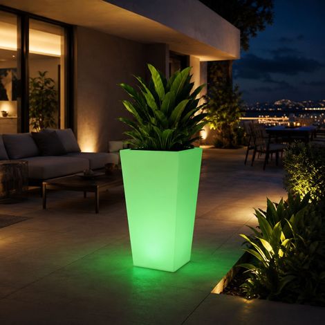 Macetero Cuadrado LED RGBW - 24W - Recargable - Mando A