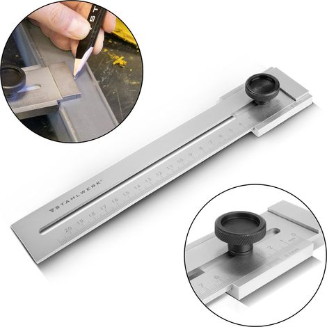 STAHLWERK Mètre à tartiner avec plage de mesure de 200 mm et vernier de 0,1 mm en acier inoxydable (1/5)