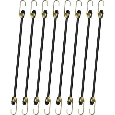 8x Spanngummis 25cm mit Haken, elastische Gepäckspanner, robust, schwarz