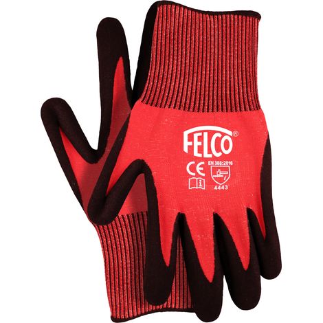 FELCO Gants de travail enduit de nitrile 701XL (taille XL, fibre HPPE 13 jauge, gants tricotés, une paire, noir/rouge) FELCO 701XL (1/4)