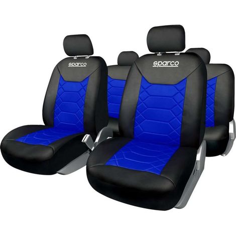 Set completo SPC1016 coprisedili per auto universali nero/blu nido d'ape (1/2)