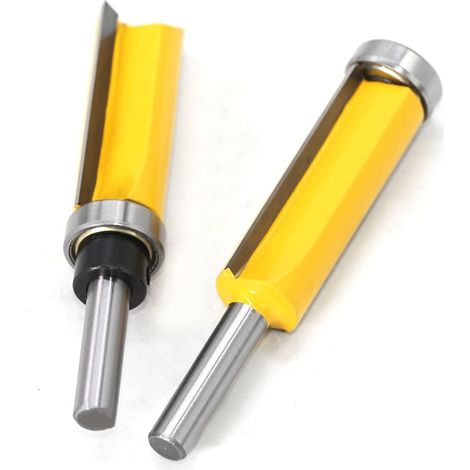Bündigfräser mit 8 mm Schaft und Kugellager — Hartmetall-Profilfräser für die Holzbearbeitung — Design mit zwei Kugellagern (oben & unten) für den Schubladenbau (2-teiliges Set)