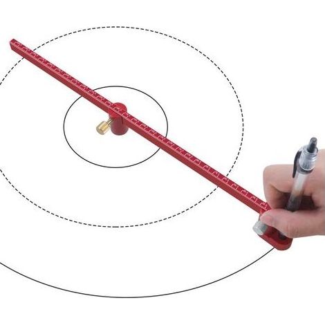 Compas de charpentier, règle circulaire en alliage d'aluminium de 300 mm, trusquin pour cercles en aluminium, marqueur circulaire pointillé pour le travail du bois (1/5)