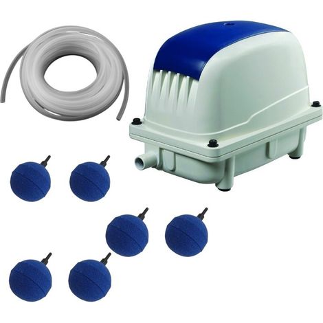 Set Aérateur Bassin Pompe à air 2700 l/h 6 boules diffuseur SILENCIEUX. Pour 5000 litres environ (1/5)